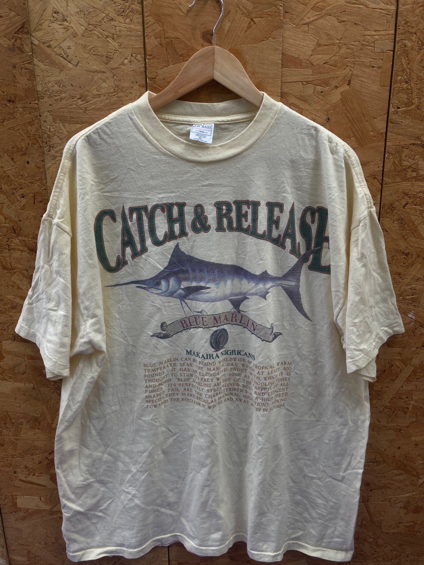 Vintage 90s Catch & Release Blue Marlin souvenir single stitch t-shirt size XL