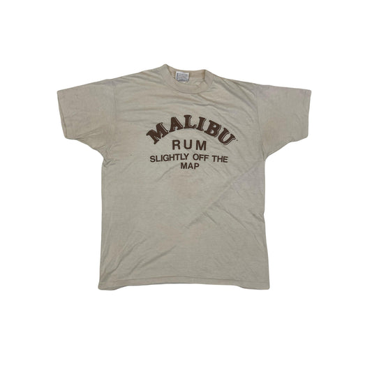 Vintage 80s light beige brown Malibu rum souvenir single stitch quirky T-shirt size XL