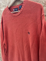 Vintage Chaps Men's XL Orange Slouchy Crew Neck Long Sleeve Cotton Sweater