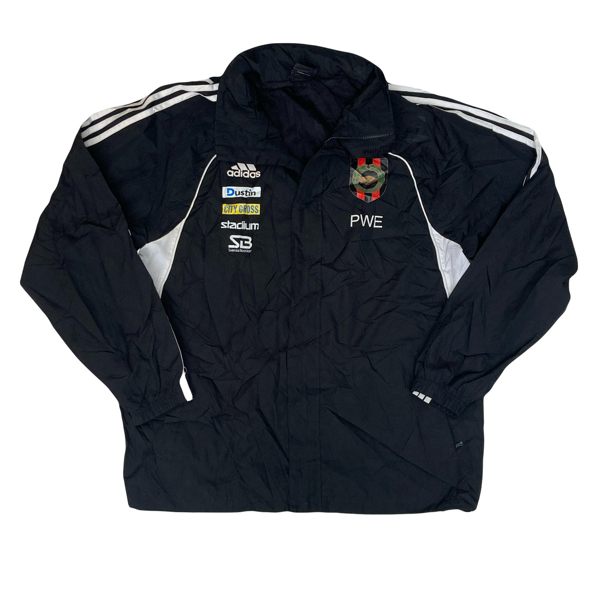 Vintage Adidas black white City Gross football squad windbreaker jacket size XL