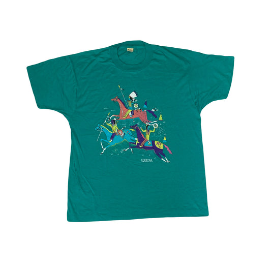 Vintage 90s turquoise Arizona native art souvenir single stitch t-shirt size XL