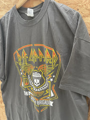 Vintage Def Leppard Rock Brigade Tour 2018 T-Shirt Charcoal Gray 2XL