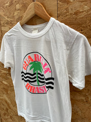 Vintage 90s Guarujá Brasil Palm Tree Graphic T-Shirt White Size S