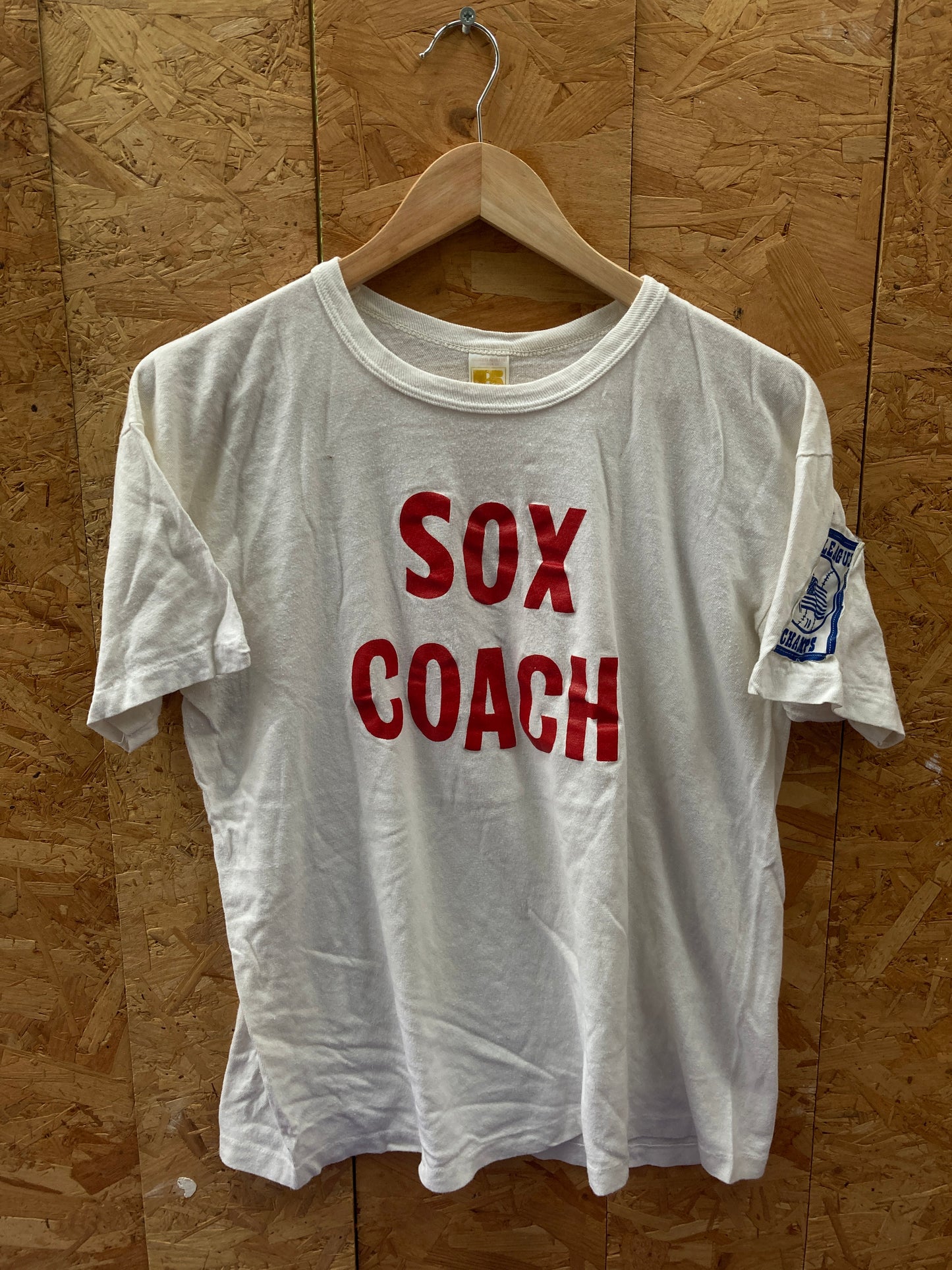 Vintage 70s Joy League Champs Sox Coach white single stitch  t-shirt size XL