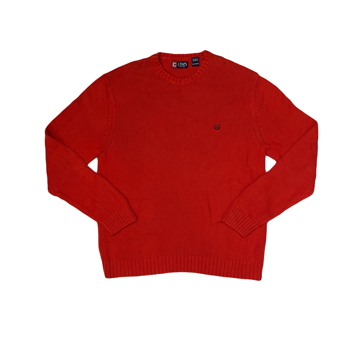 Vintage Chaps Men's XL Orange Slouchy Crew Neck Long Sleeve Cotton Sweater