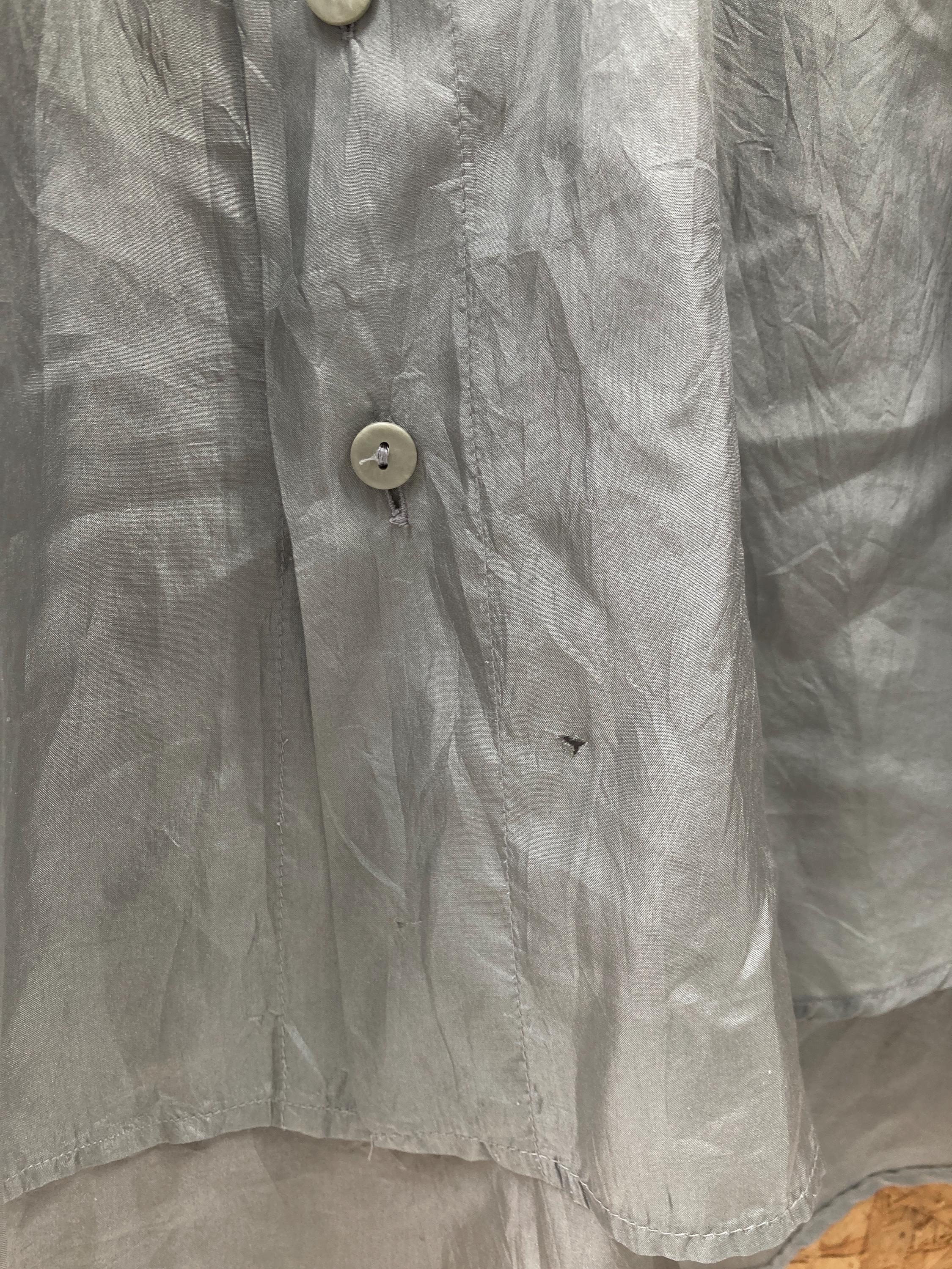 Vintage 90s sheer silk grey short sleeve shirt size 45/XXL by Henry Morell