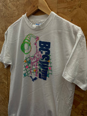 Vintage 90s beach volleyball white single stitch t-shirt size large by Hanes