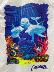 Vintage Sun and Beach Cancun Mexico Dolphin T-Shirt Size M White
