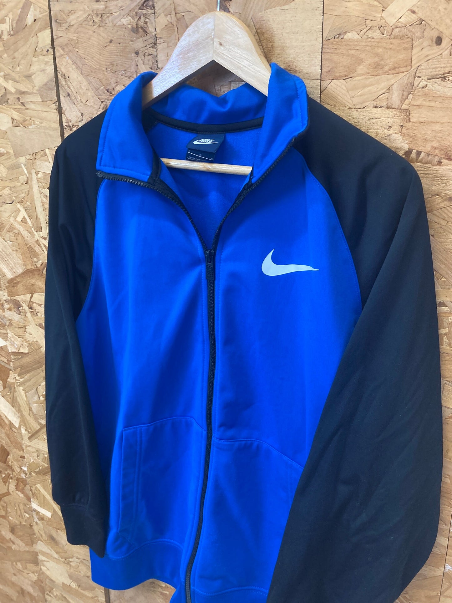 Vintage Y2K Nike minimal swoosh logo blue black zip up track top jacket size large