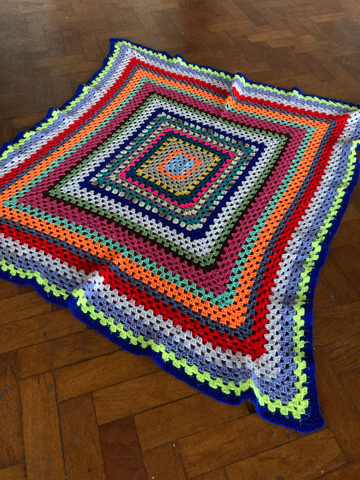 Handmade Crochet Granny Square Blanket Throw - Colorful Boho Vibe