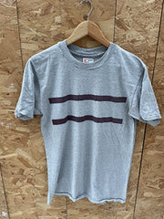 Vintage 90s Single Stitch Eagle USA Grey Double Stripe T-Shirt Size M