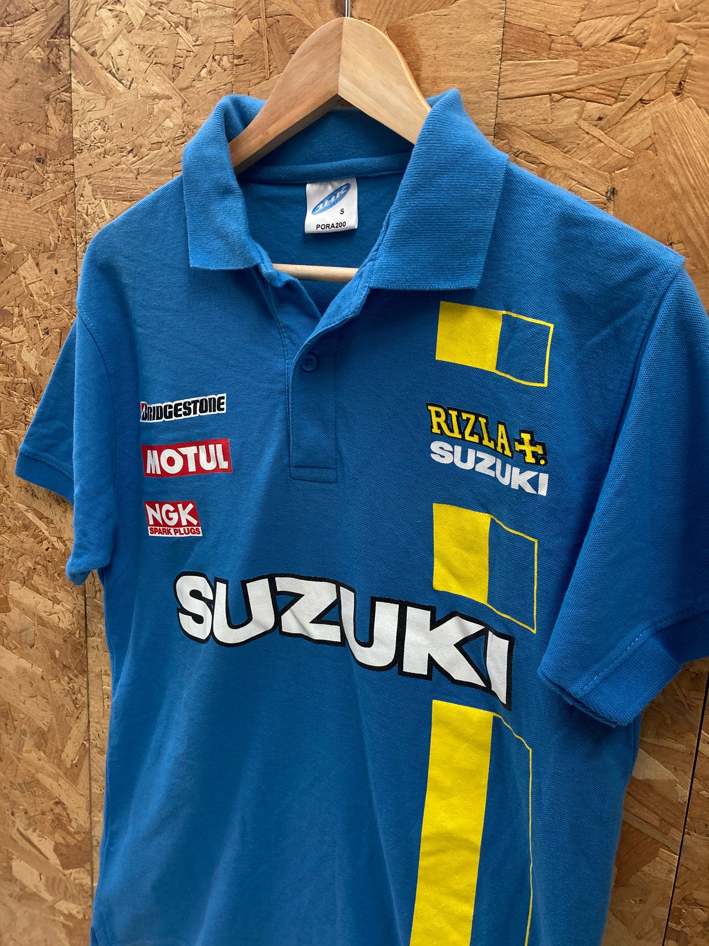 Vintage Y2K Blue Suzuki Rizla race team souvenir polo t-shirt size small