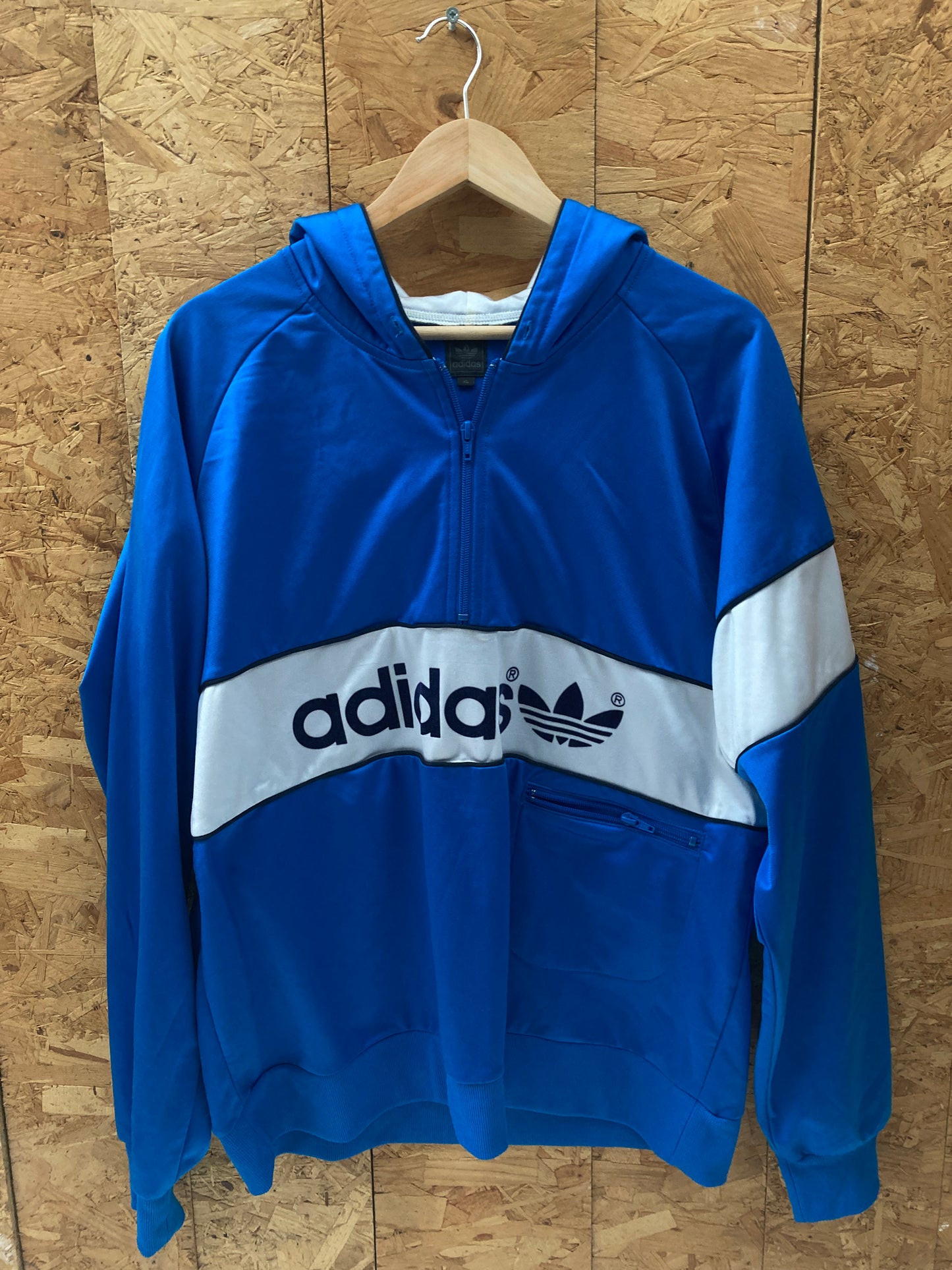 Vintage Y2K blue white spellout quarter zip hoodie size XL by Adidas