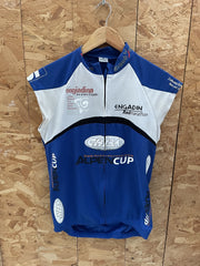 GIBBA Technical Wear Men's M Blue White Cycling Vest Engadin Radmarathon