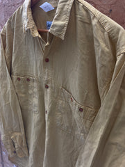 Vintage 90s mustard yellow utilitarian long sleeve shirt size M by John F Gee