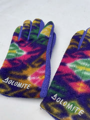 Vintage Dolomite Crazy Abstract Fleece Gloves - Women's - Purple/Multi