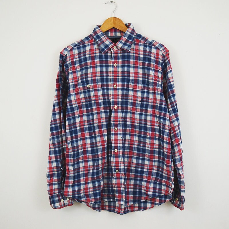 Vintage Y2K Nautica red blue white check preppy shirt size large