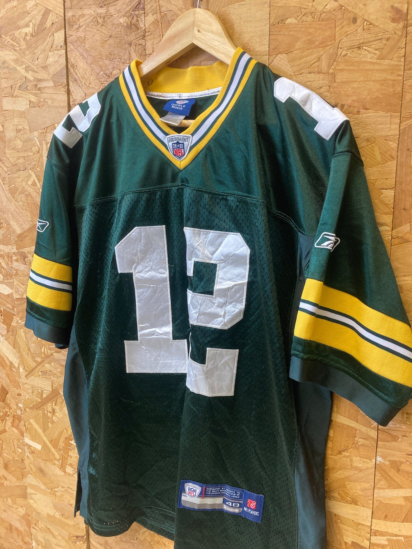 Vintage USA NFL Green Bay packers Aaron Rodgers 12 player jersey green yellow white size 48 by Reebo