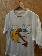 Vintage 90s I love suds cartoon souvenir white single stitch t-shirt size XL