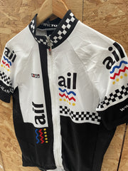 Rosti Cycling Jersey XL White Black Checkerboard Logo Short Sleeve Men's