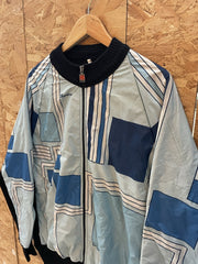 Vintage Santini Geometric Cycle Track Jacket Blue/White/Navy L