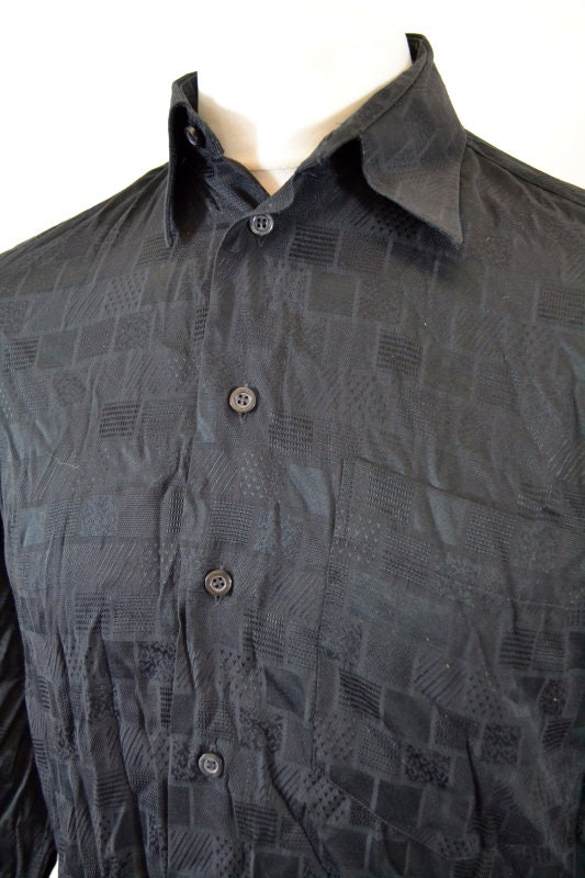 Vintage 90s black textured long sleeve shirt size medium oversized by C&A