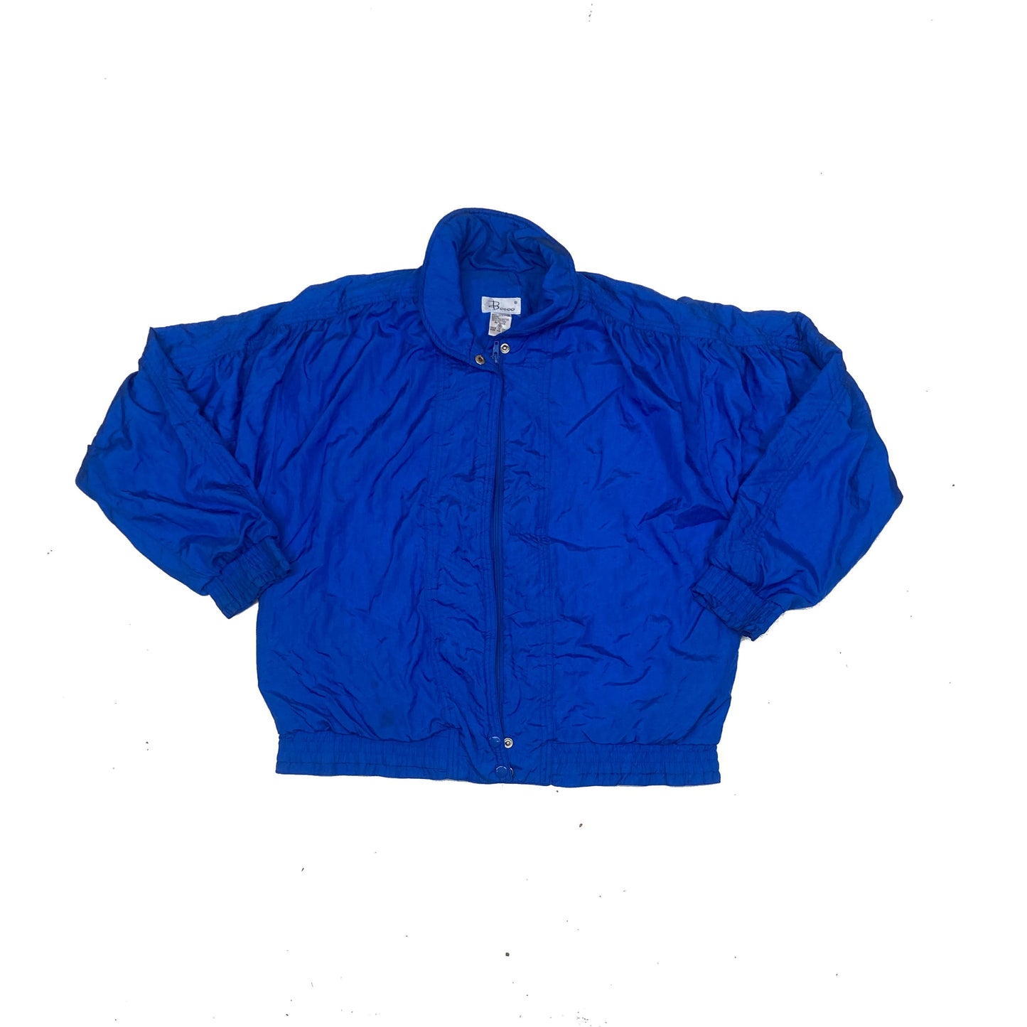 Vintage 80s blue shell track ski jacket windbreaker size medium by Bocoo