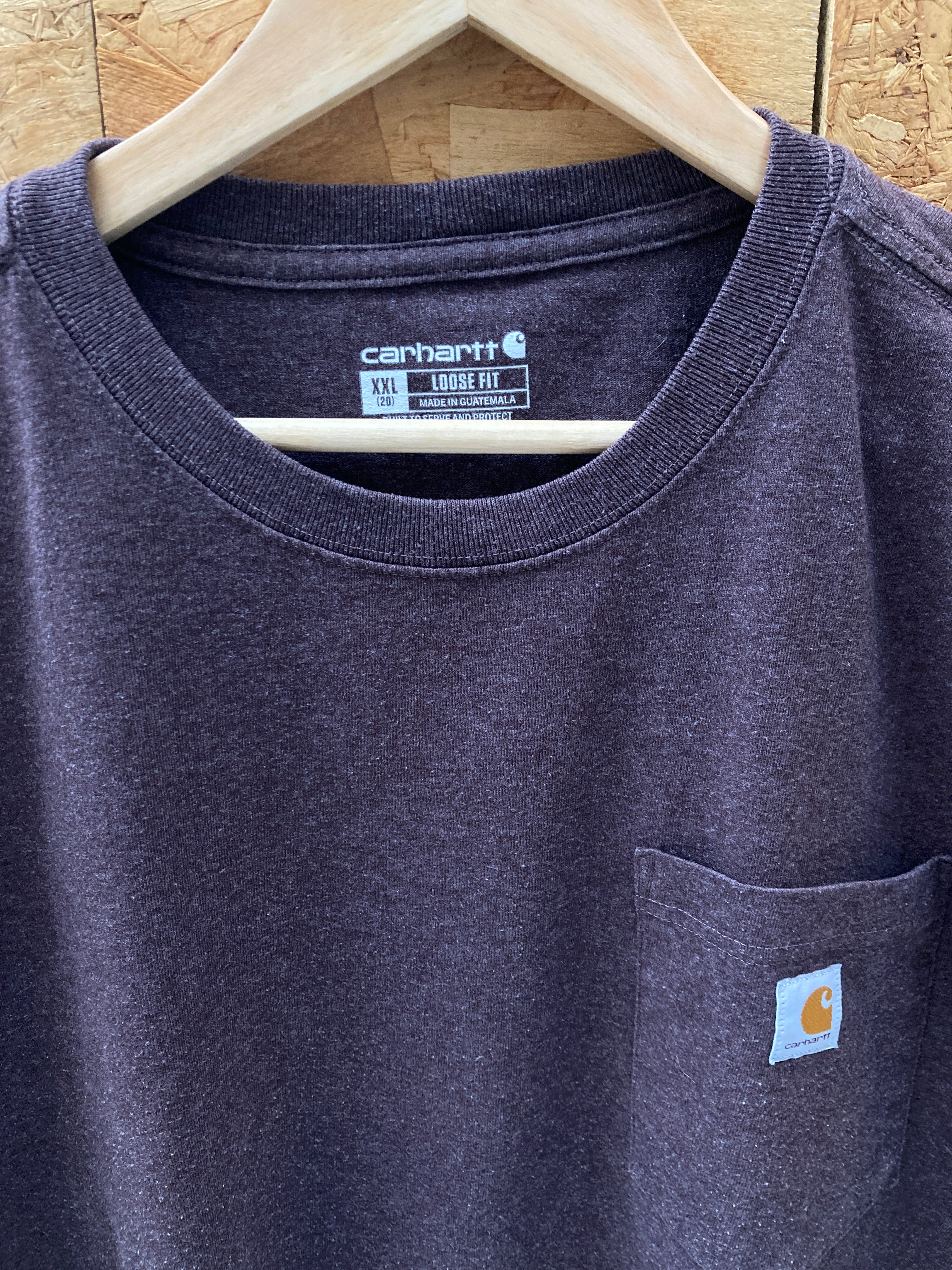 Vintage 90s Carhartt brown pocket logo t-shirt size XXL boxy fit