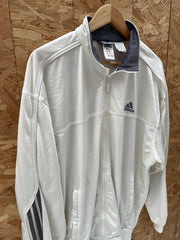 Vintage Adidas Track Jacket Cream Full Zip Athletic 3-Stripes Men's M