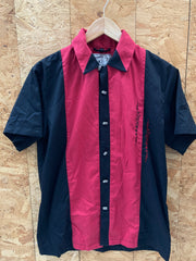 Vintage 90s black red short sleeve rockerbilly shirt size small by Rumble 59