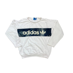 Adidas Crewneck Sweatshirt White Graphic Logo Size 8 UK Women's