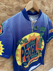 Vintage 90s Giordana Blue "Big Ring Pedal To The Medal" Cycling Jersey Size L