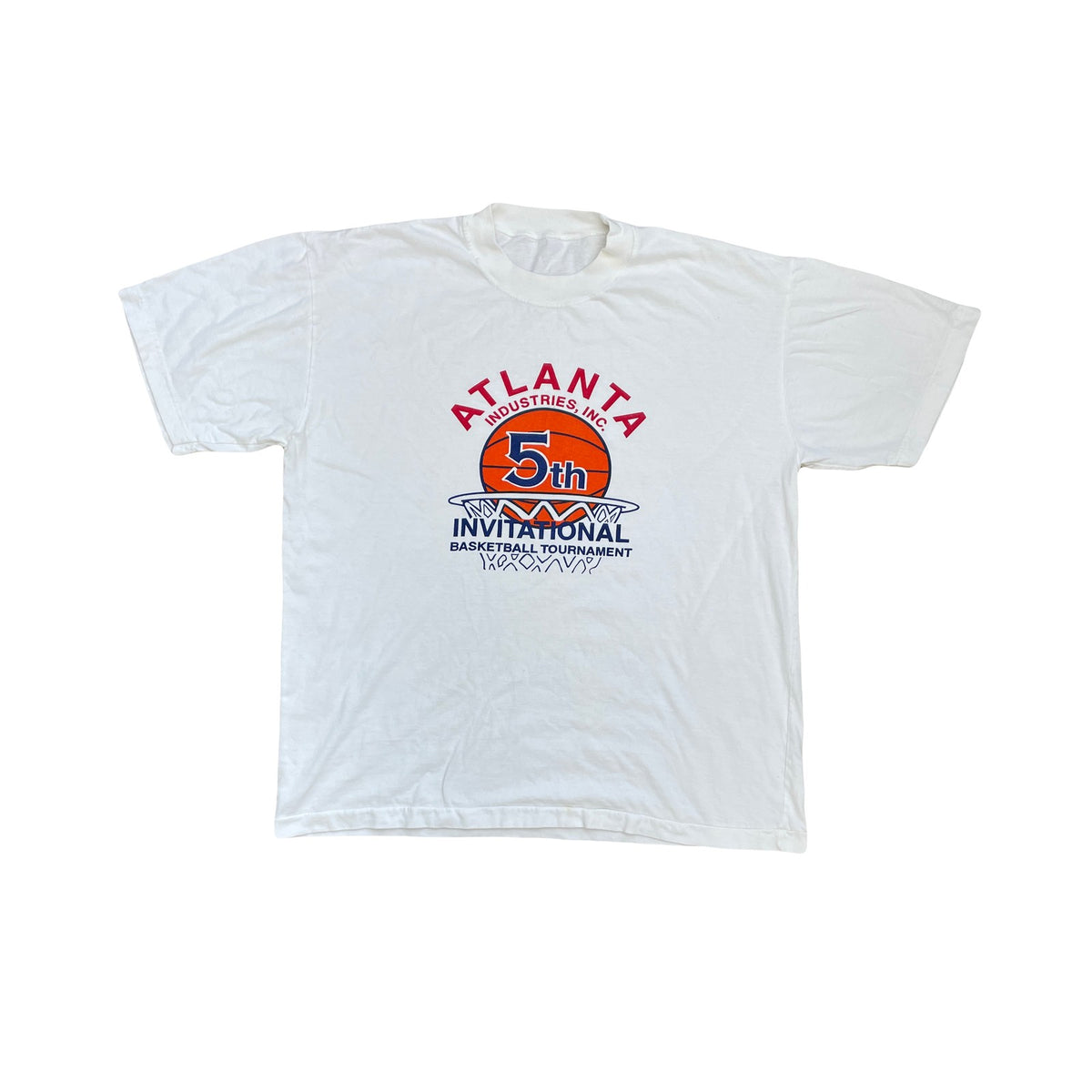 Vintage Atlanta Industries 5th Invitational Basketball T-Shirt White Size L