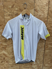 Mavic Cycling Jersey Short Sleeve Men's Size L Gray Yellow Full Zip Bike Shirt