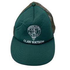 Vintage 80s Clan Watson Trucker Hat Green Mesh Snapback Adjustable Baseball Cap