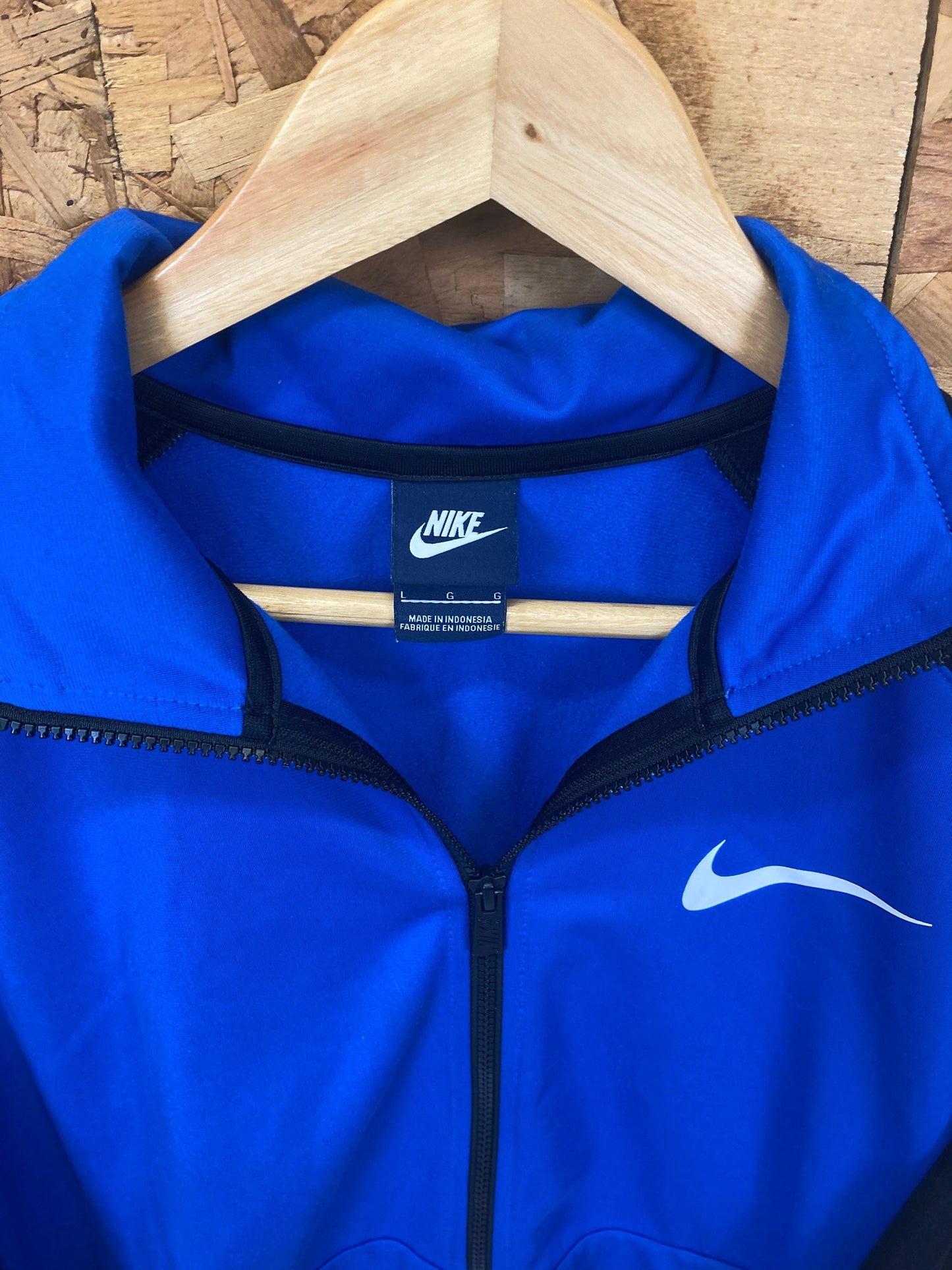 Vintage Y2K Nike minimal swoosh logo blue black zip up track top jacket size large