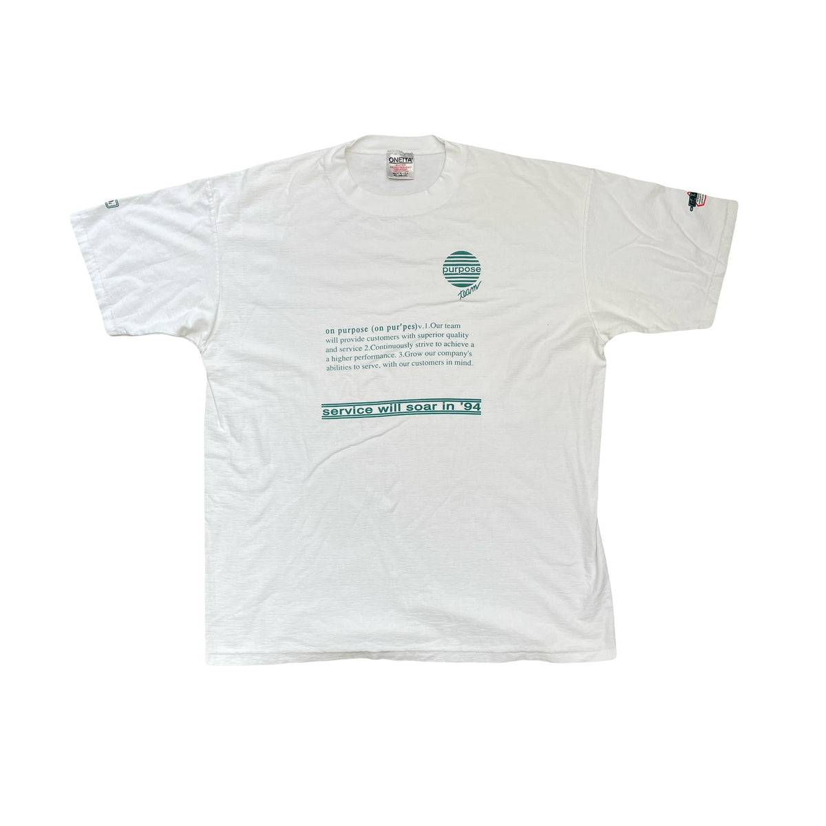 Vintage Single Stitch T-Shirt XL White "Service will soar in '94" Graphic Tee