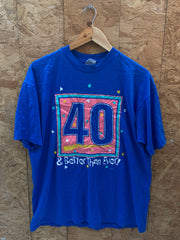 Vintage 90s 40 & better than ever funny single stitch blue t-shirt size XL