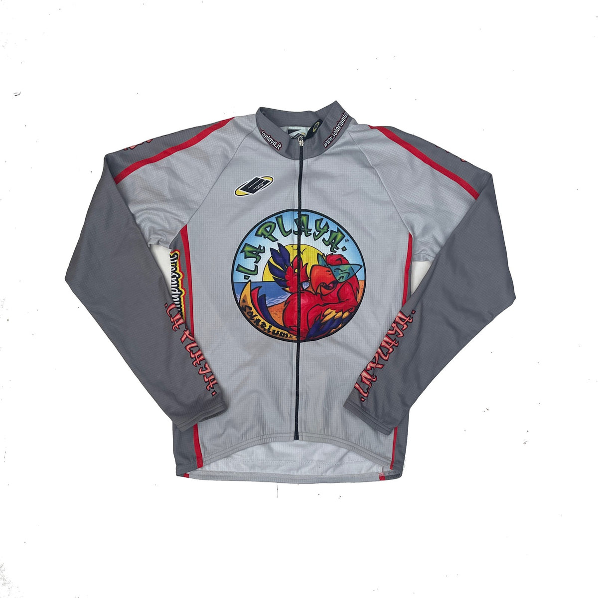 Ellegi Cycling Jersey Men's M Gray Red Long Sleeve La Playa Solarium Bike Shirt