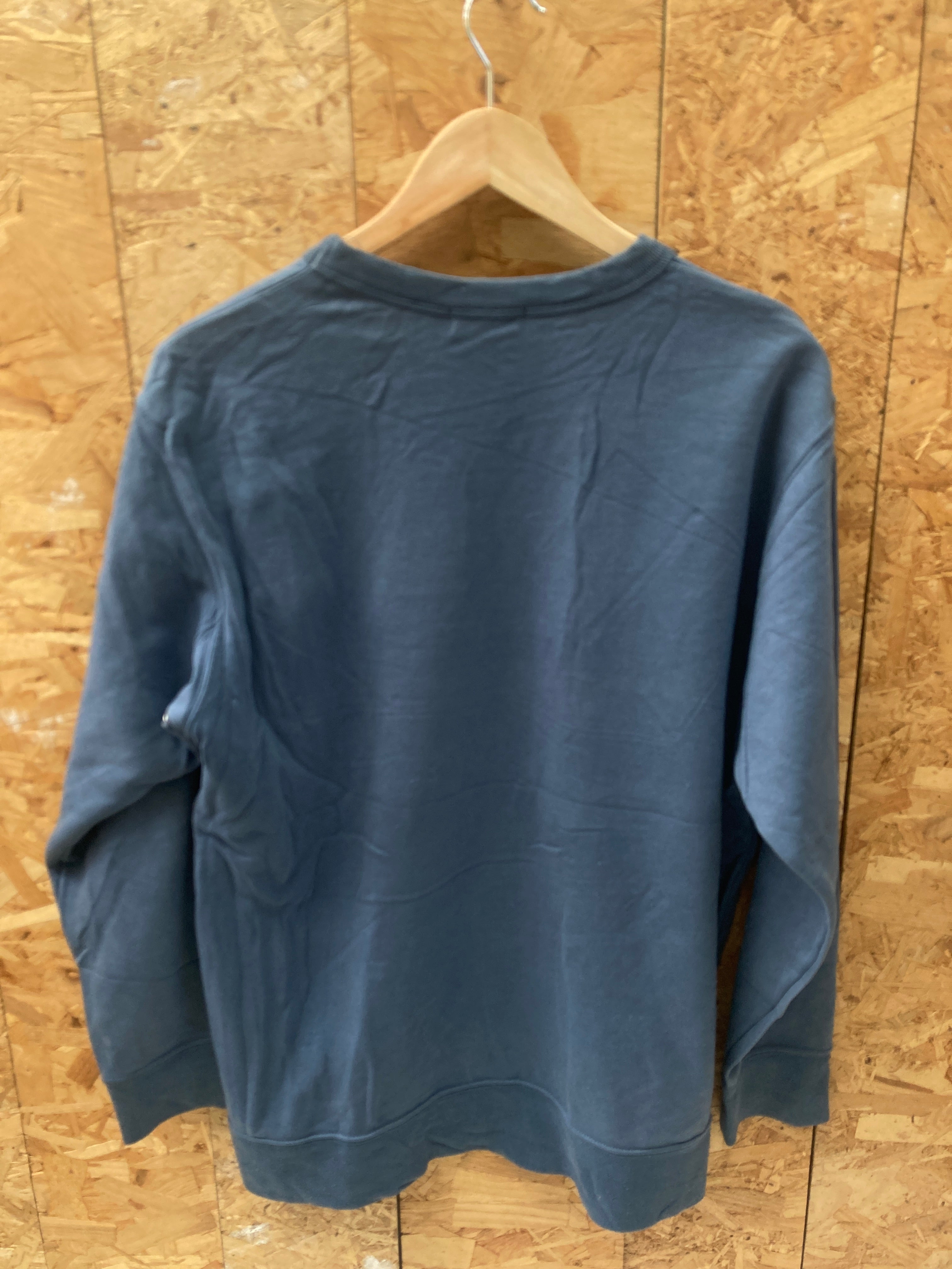 Vintage 90s muted navy blue crew neck spell out sweater size M by Timberland