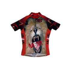 MEM Lion Graphic Short Sleeve Cycling Jersey Men's L Red Black