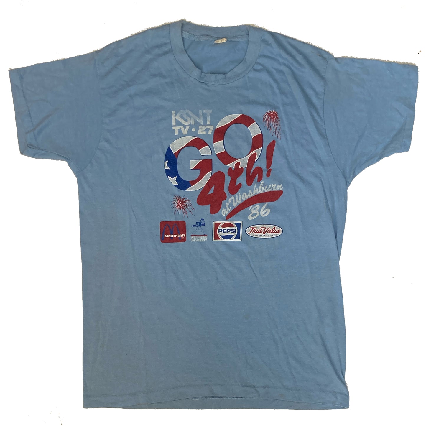 Vintage 80s souvenir independence day blue single stitch Pepsi t-shirt size XL