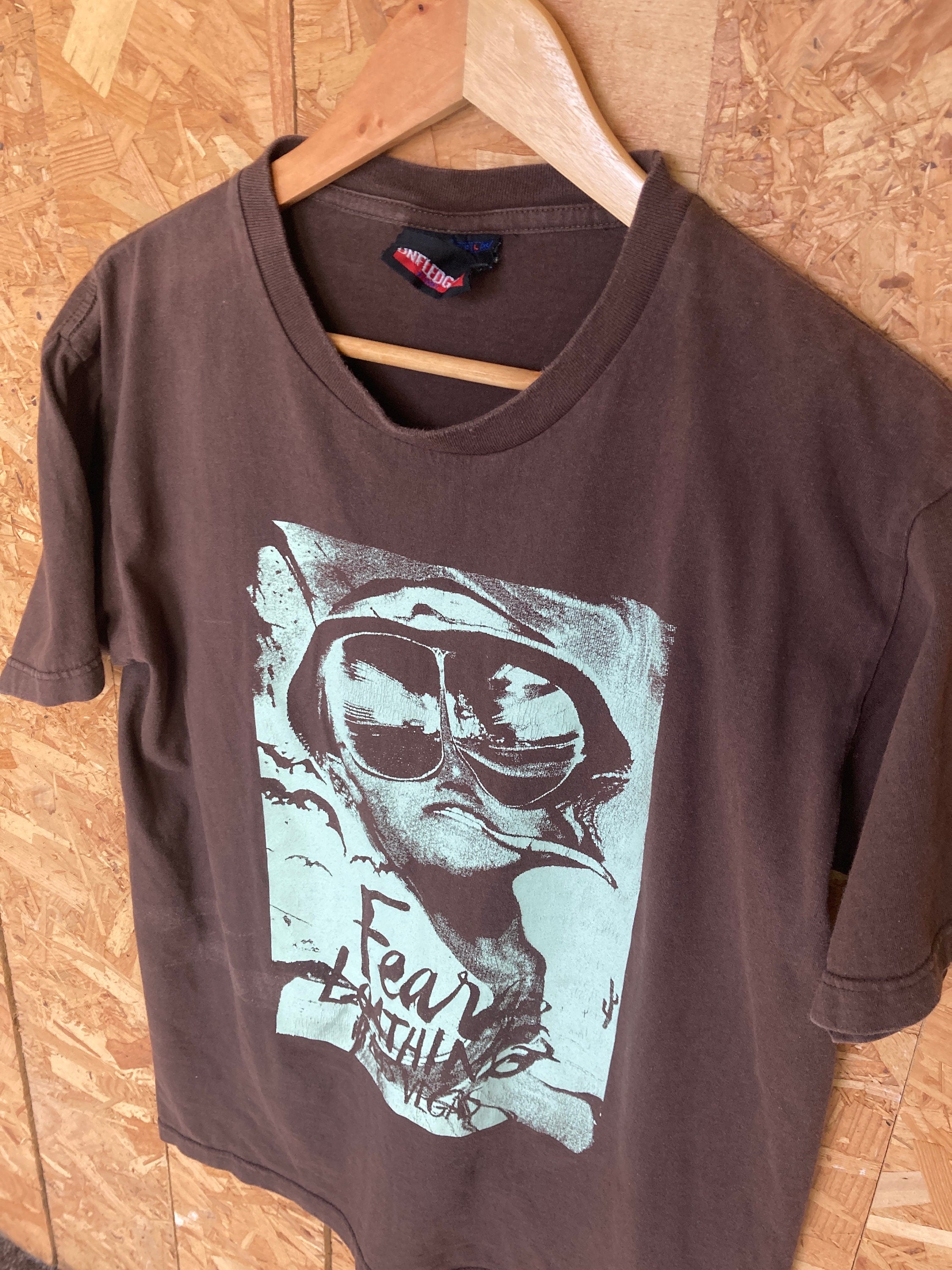Vintage 90s Fear and loathing in Las Vegas brown green double sided print movie film souvenir t-shir