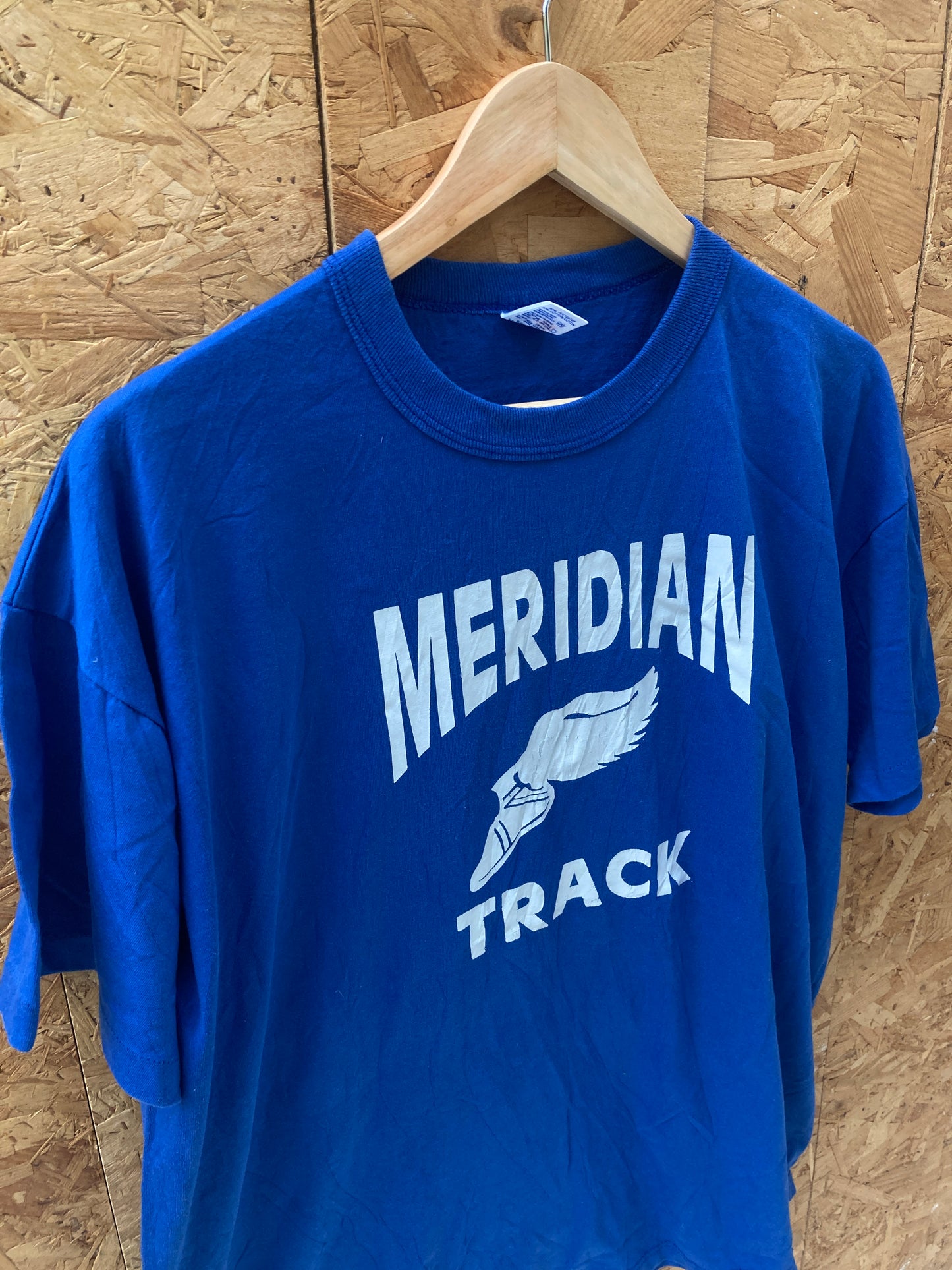 Vintage 80s Meridian Track single stitch t-shirt size large by Russel Athletic