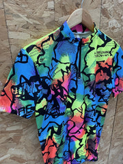 Vintage 90s Abstract Print Cycle Jersey Italian Made Size M Multicolor