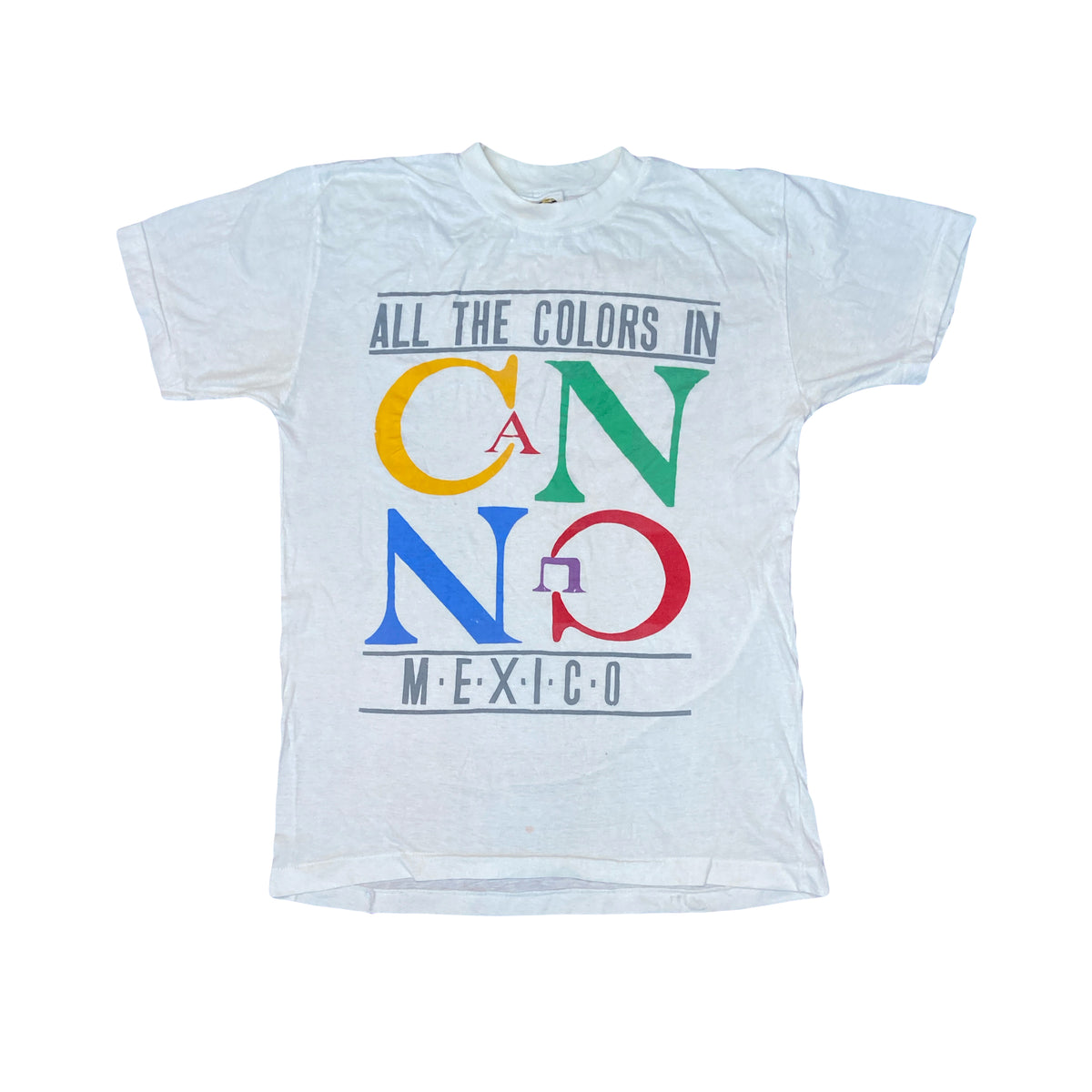 Vintage 90s Cancun Mexico single stitch souvenir white t-shirt size large