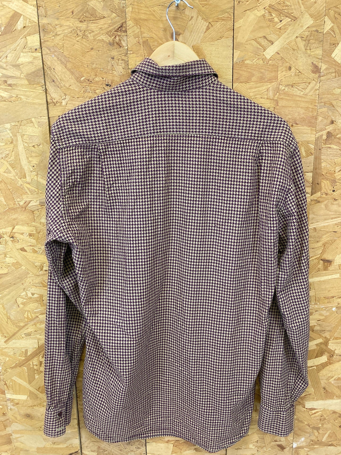 Vintage 90s light brown dark drown western houndstooth print cowboy shirt size large by David Meyer