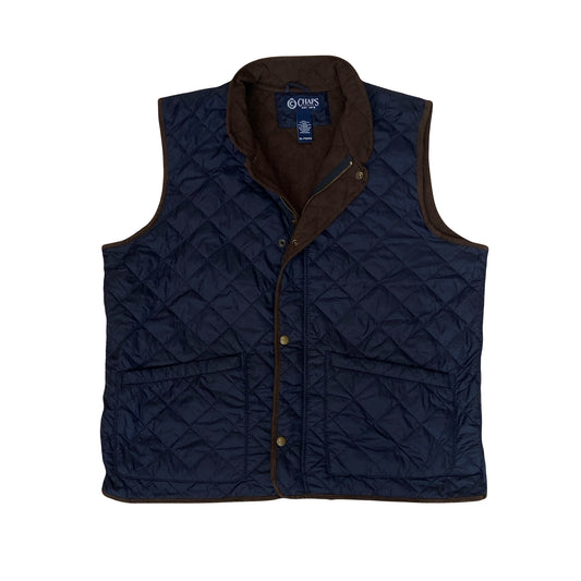 Vintage Y2K Chaps Ralph Lauren quilted fleece lined blue vest gilet size XL