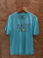 Vintage 90s Moscow country fair turquoise blue single stitch t-shirt size XL