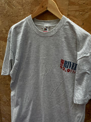 Vintage 90s The River 93.9 FM USA broadcast grey single stitch t-shirt size XL